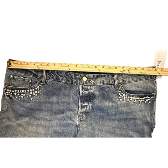 H&M Jeans Women's Size 22 Boyfriend Low Waist med wash bejeweled pockets - Picture 10 of 13